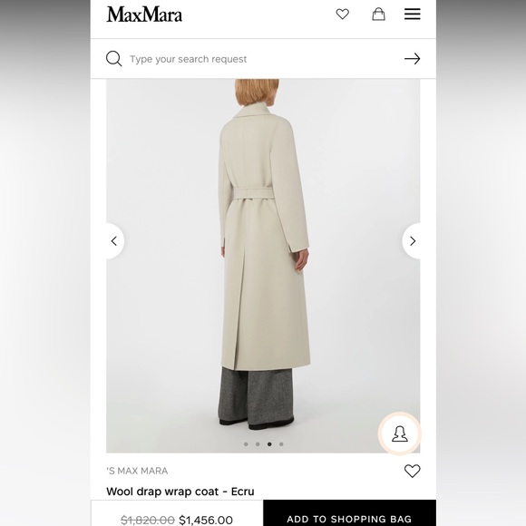 NWT ‘S Max Mara Long 100 % Wool Drap Wrap Coat Color: Ecru Sz: US2/4/6 - Picture 6 of 17